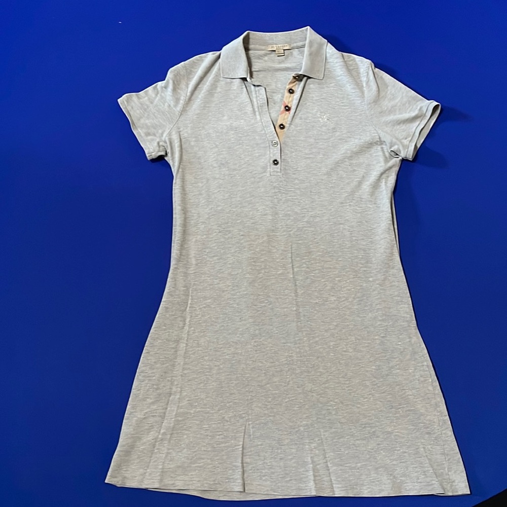 Vintage Burberry Polo Dress, Size Large. Gray